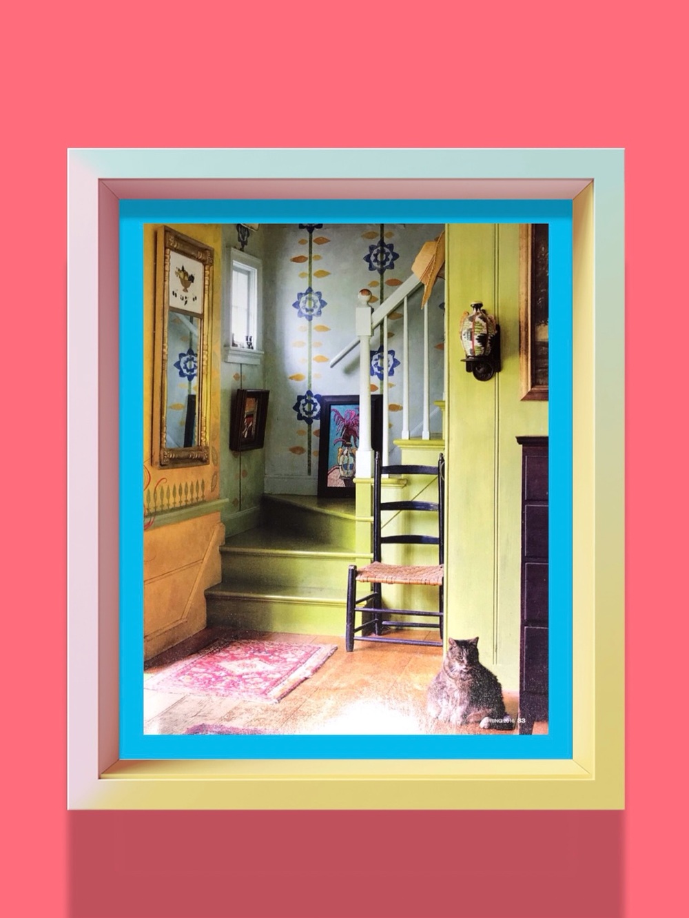 Vintage Green Staircase Wall Panels Magazine Print